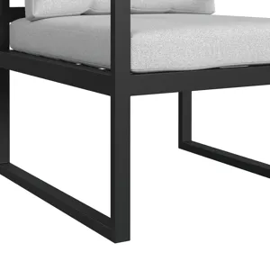 Whistler Dining Arm Chair with Olefin Beige in Whistler Black (2 Per Carton)