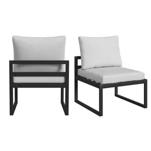 Whistler Dining Side Chair with Olefin Beige in Whistler Black (2 Per Carton)