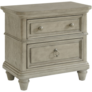 Whit-Ash 2-Drawer Nightstand with USB in Light Grey