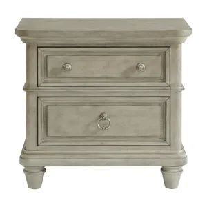 Whit-Ash 2-Drawer Nightstand with USB in Light Grey