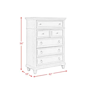 Whit-Ash 5-Drawer Chest in Light Grey
