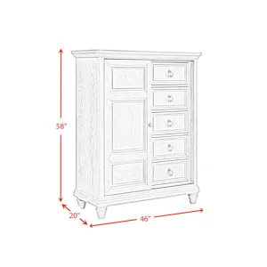 Whit-Ash 5-Drawer Door Chest in Light Grey