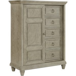 Whit-Ash 5-Drawer Door Chest in Light Grey