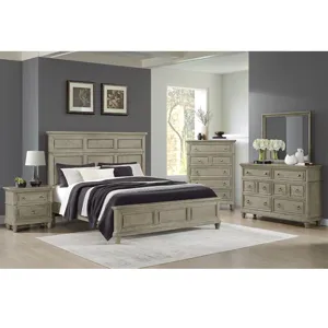 Whit-Ash King Panel Bed in Light Grey