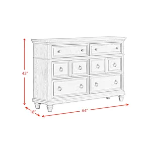 Whit-Ash 6-Drawer Dresser in Light Grey