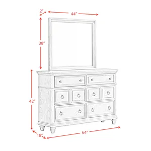 Whit-Ash Dresser and Mirror Set in Light Grey