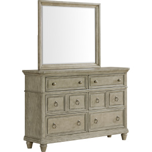 Whit-Ash Dresser and Mirror Set in Light Grey