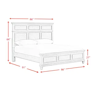 Whit-Ash King Panel Bed in Light Grey