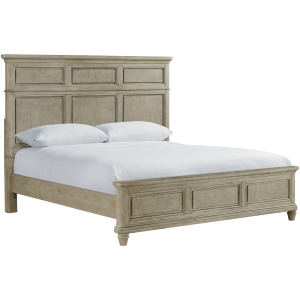 Whit-Ash King Panel Bed in Light Grey