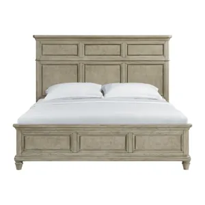 Whit-Ash King Panel Bed in Light Grey