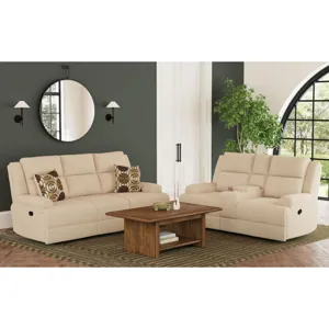 Wizard Motion Sofa with DDT in Fang Beige with 2 Pillows