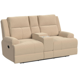 Wizard Motion Loveseat with Console in Fang Beige