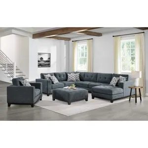Wyatt Chair in Kymberly Navy with 1 Pillow