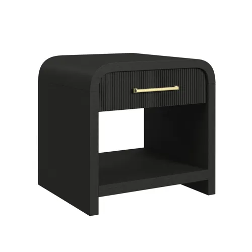 Ridgemont End Table with USB in Black with Grain