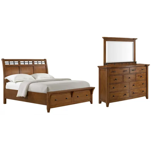 Gage 3 PC Sleigh Storage Bedroom Set - Chestnut