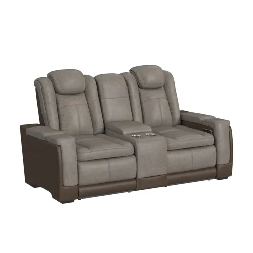 Lantana Power Motion Loveseat w/Power Headrest - Rocky Grey/Brown