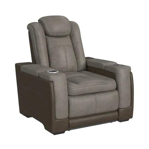 Lantana Power Motion Recliner w/Power Headrest - Rocky Grey/Brown