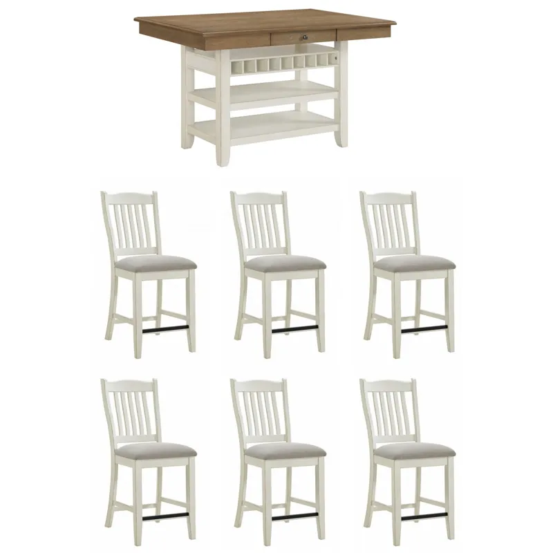 Bellevue 7 PC Counter Dining Set in Walnut and Antique White