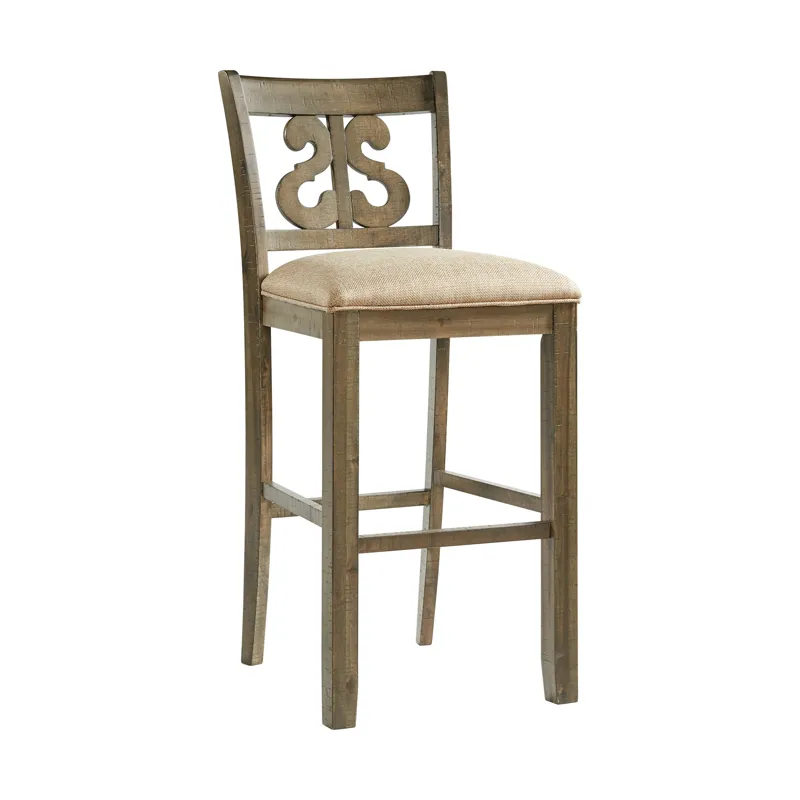 Stone 30\" Bar Scroll Back Stool w/Fabric Seat Grey (2 Per Carton)