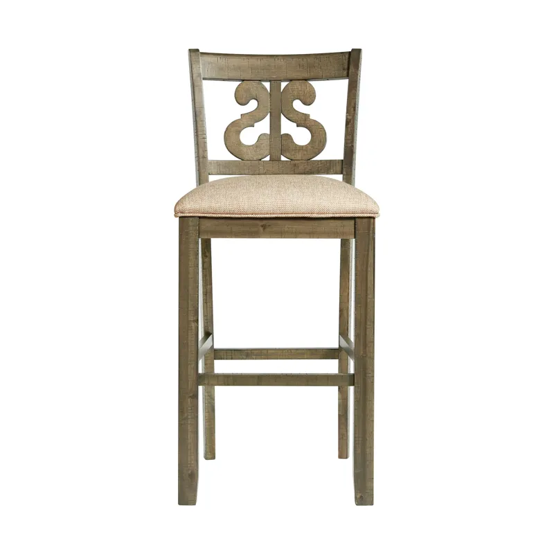 Stone 30\" Bar Scroll Back Stool w/Fabric Seat Grey (2 Per Carton)