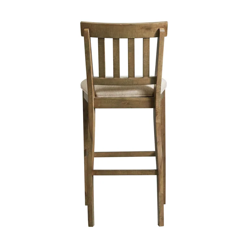 Stone 30\" Bar Slat Back Stool w/Fabric Seat Grey (2 Per Carton)