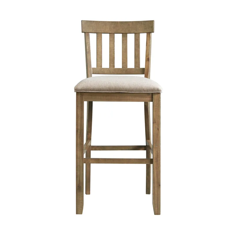 Stone 30\" Bar Slat Back Stool w/Fabric Seat Grey (2 Per Carton)