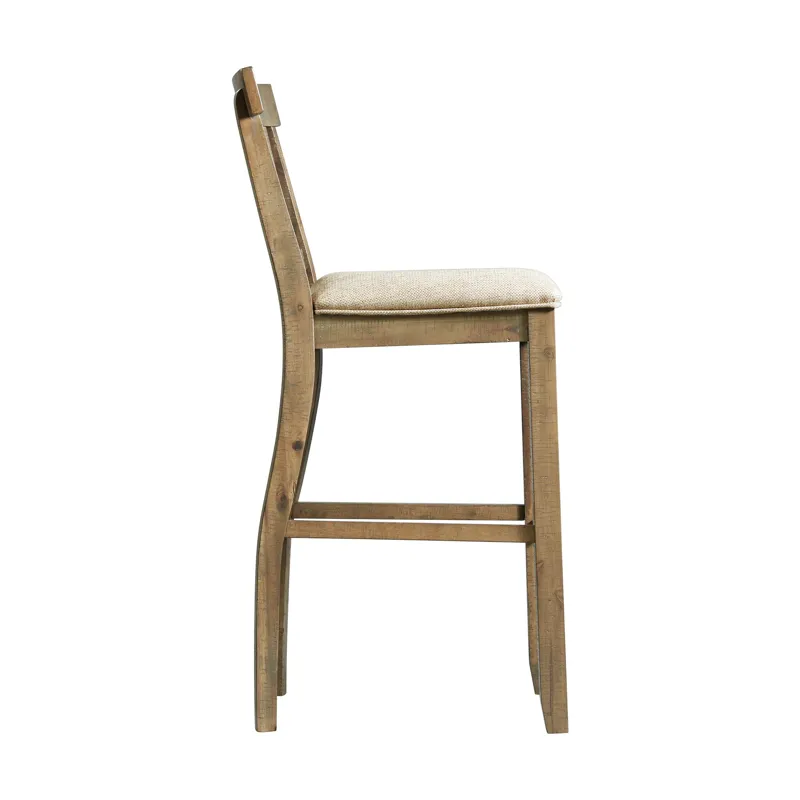 Stone 30\" Bar Slat Back Stool w/Fabric Seat Grey (2 Per Carton)