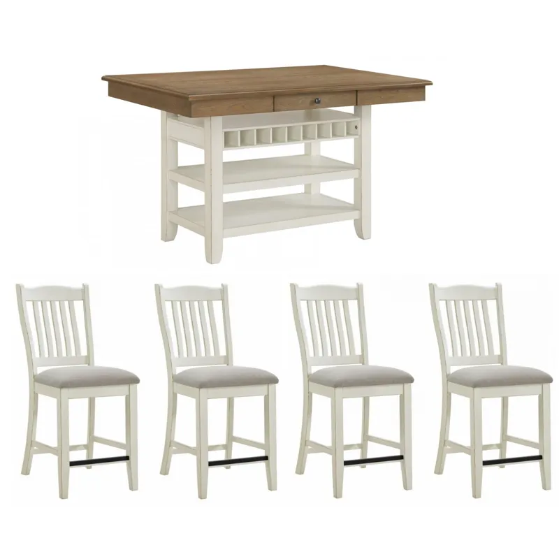 Bellevue 5 PC Counter Dining Set in Walnut and Antique White