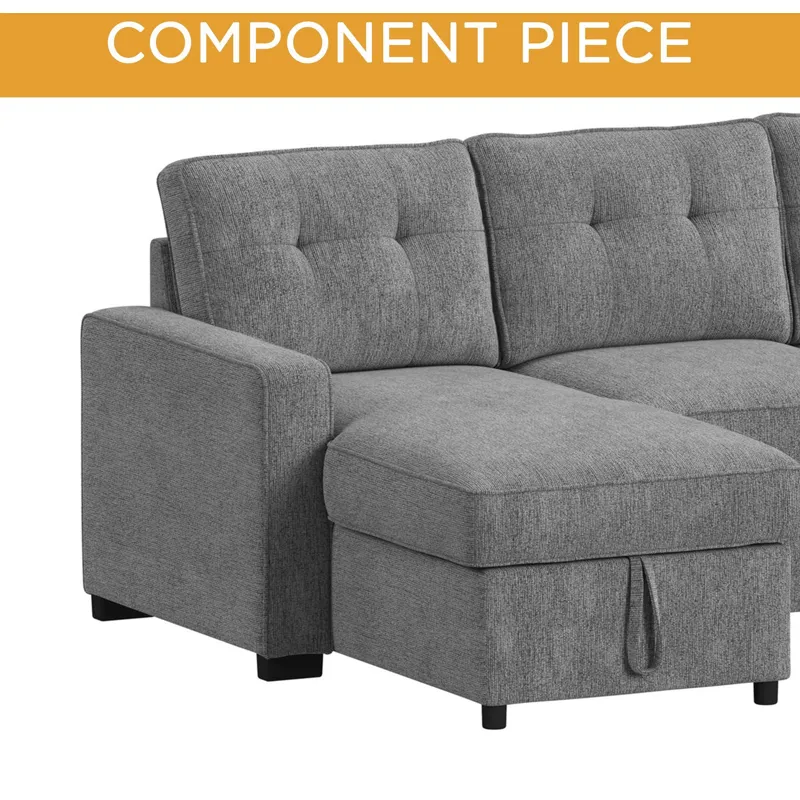 Homer LHF Storage Chaise in Clementine Grey