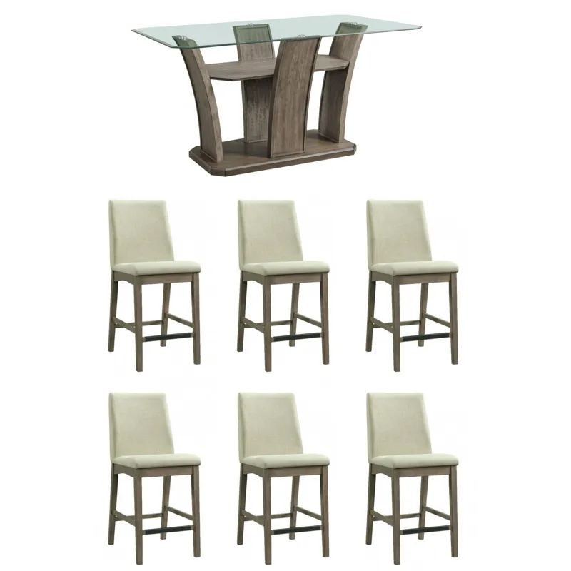 Dapper 7 PC Grey Rectangular Counter Dining Set