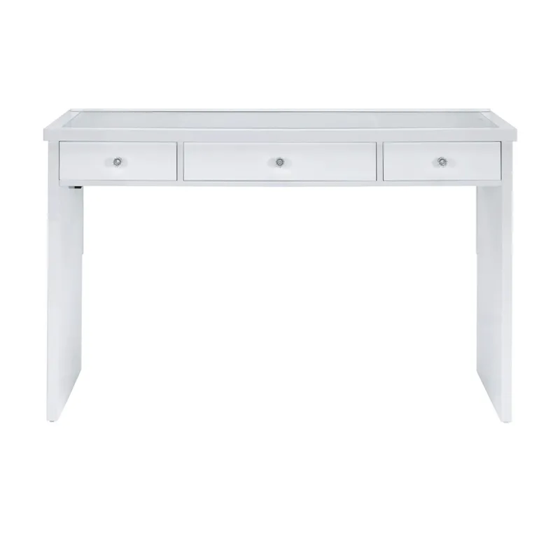 Ariana Dressing Table Base w/Frosted Glass - White W/Light