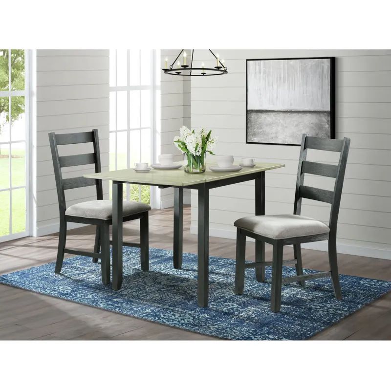 Martin 3 pc Drop Leaf Dining Set (Black Base)