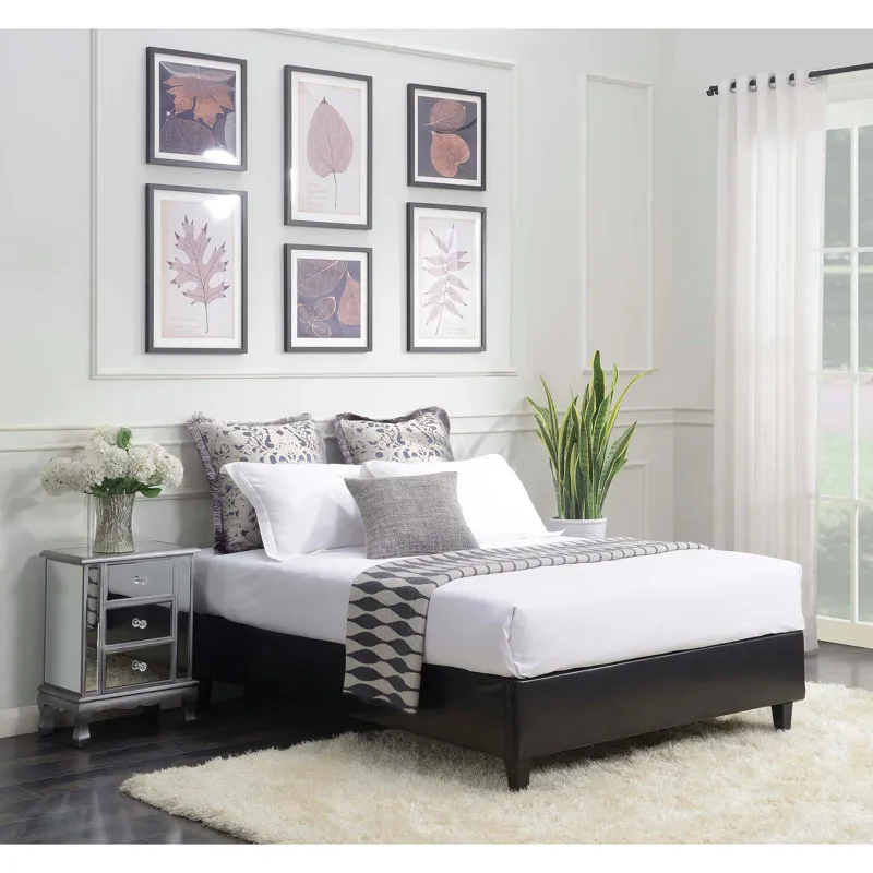 Abby Platform Full Base Bed Black PU (3A Packing)