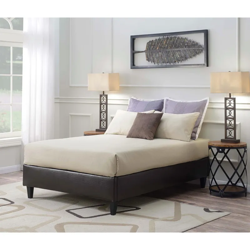 Abby Platform Full Base Bed Brown PU (3A Packing)