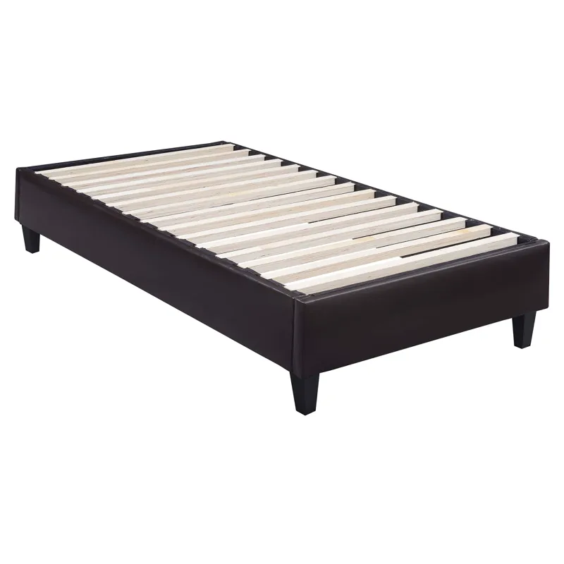 Abby Platform Twin Base Bed Brown PU (3A Packing)