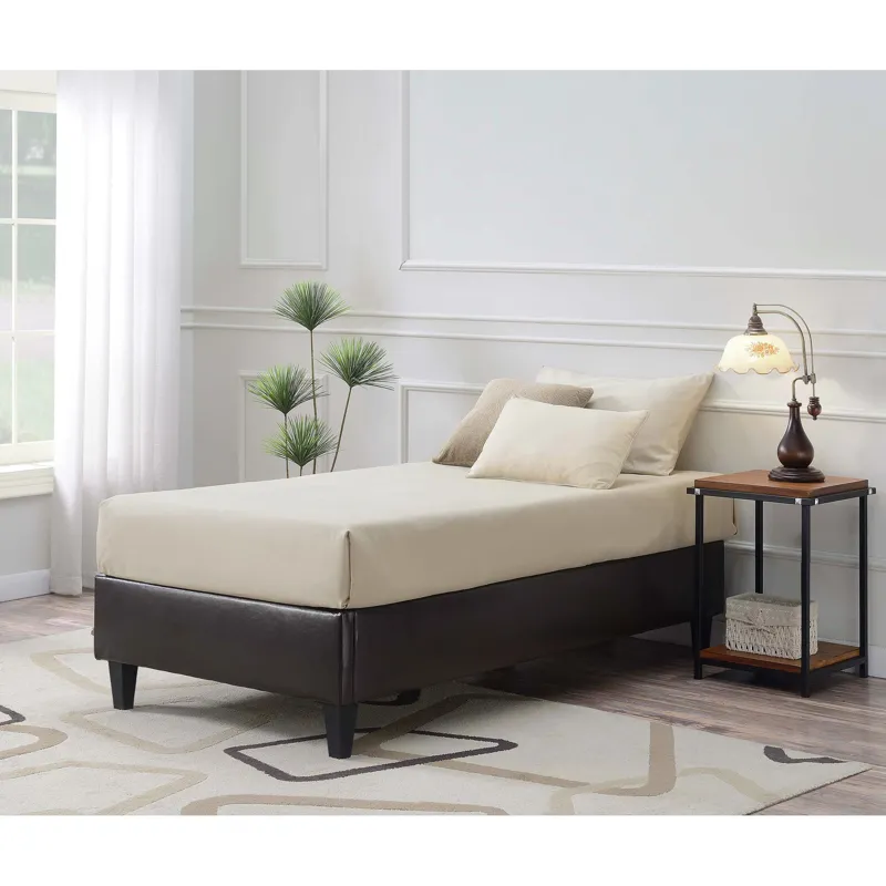 Abby Platform Twin Base Bed Brown PU (3A Packing)