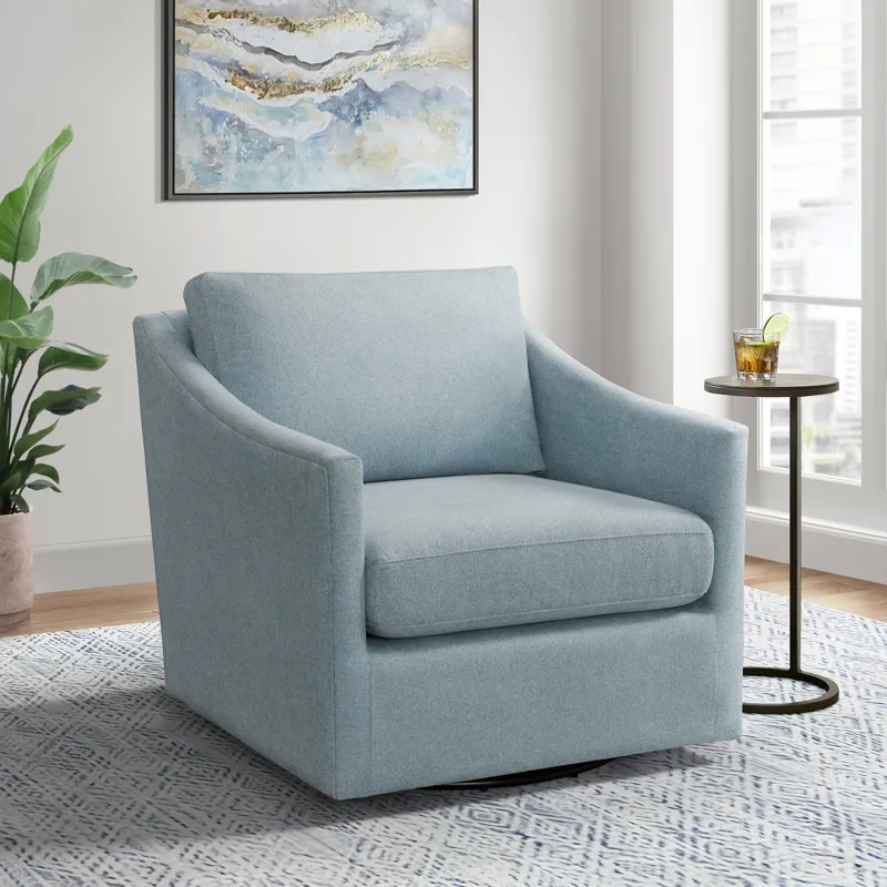 Acacia Swivel Chair in Freya Light Blue