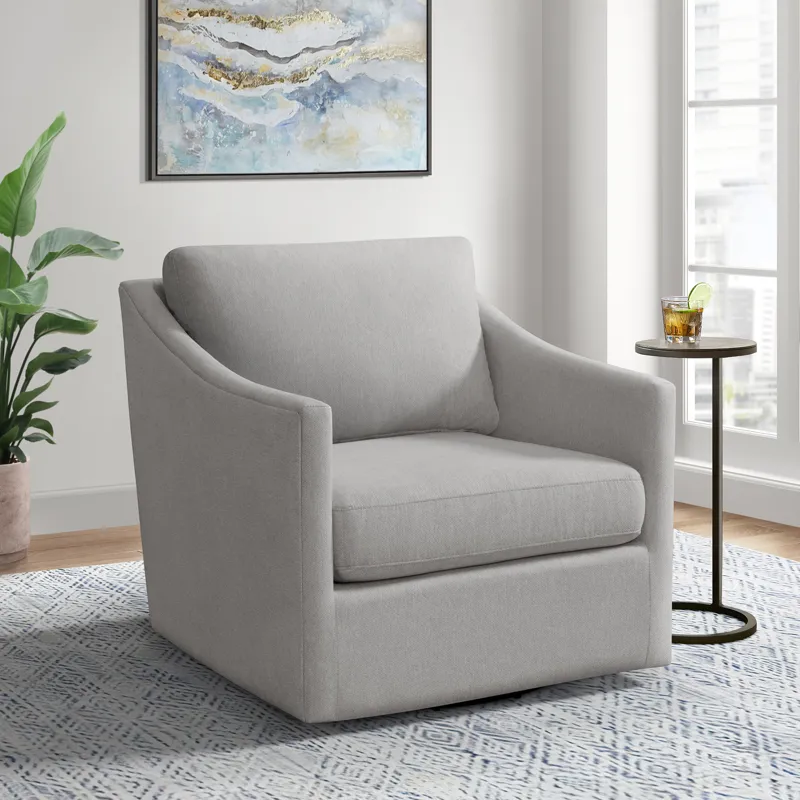 Acacia Swivel Chair in Freya Light Grey