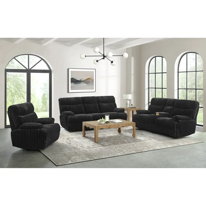 Admiral Motion Loveseat with Console in Masis Black