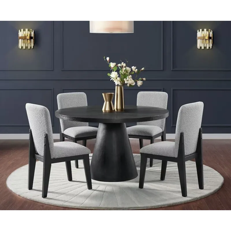 Portland 5 PC Round Dining Set in Black