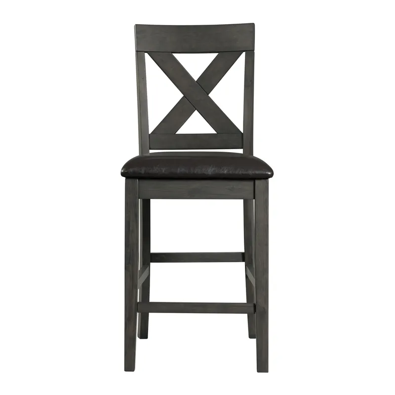 Alex Counter Side Chair W/Black PU Grey (2 Per Pack)