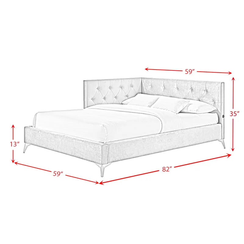 Amberley Full UPH Corner Bed with LED and USB in Grey