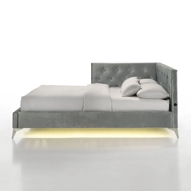 Amberley Full UPH Corner Bed with LED and USB in Grey