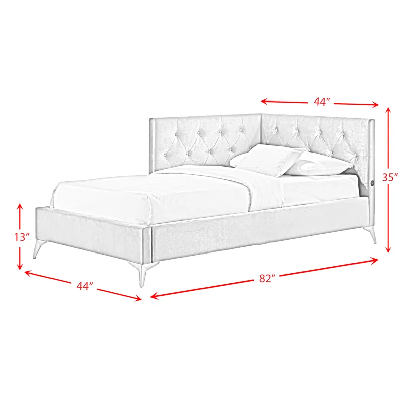 Amberley Twin UPH Corner Bed with LED and USB in Grey