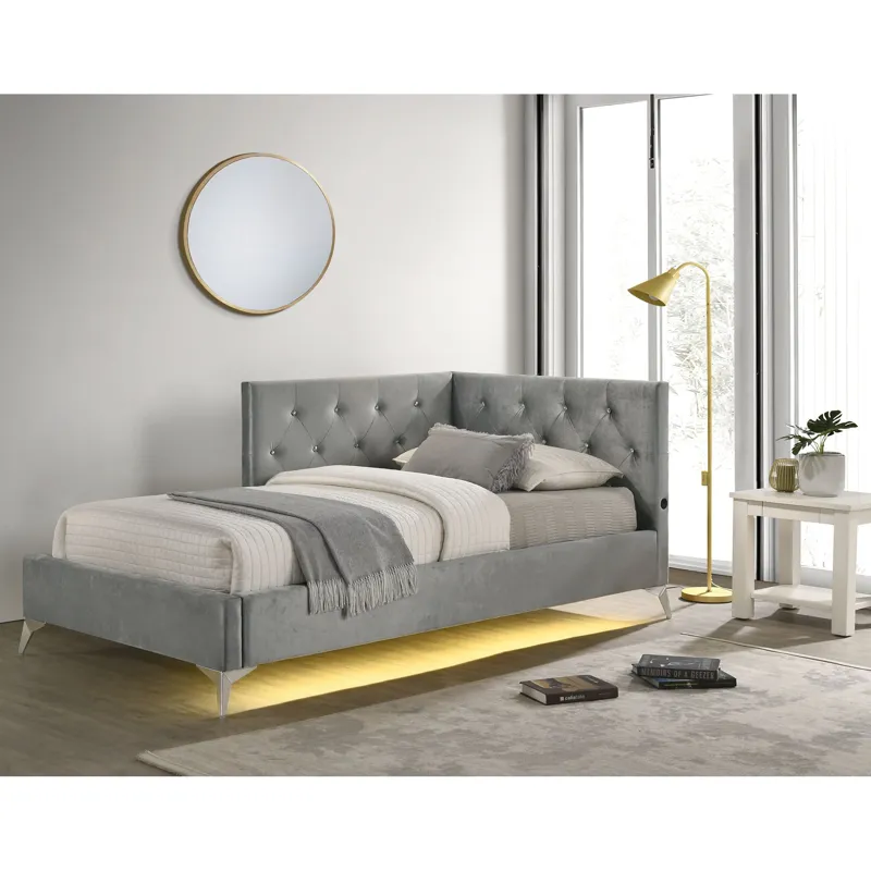 Amberley Twin UPH Corner Bed with LED and USB in Grey