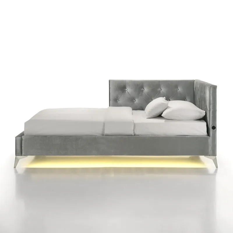 Amberley Twin UPH Corner Bed with LED and USB in Grey
