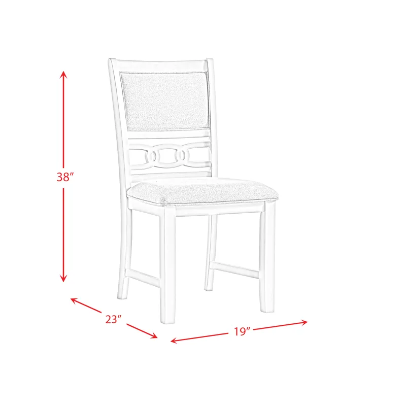 Amherst 5PC Dining Set with Table and 4 Grey Fabric Chairs in White