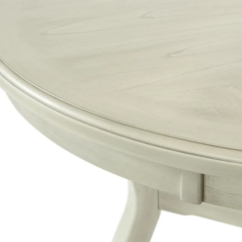 Amherst 5PC Dining Set with Table and 4 Grey Fabric Chairs in White