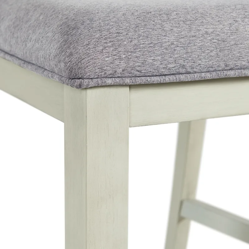 Amherst 5PC Dining Set with Table and 4 Grey Fabric Chairs in White