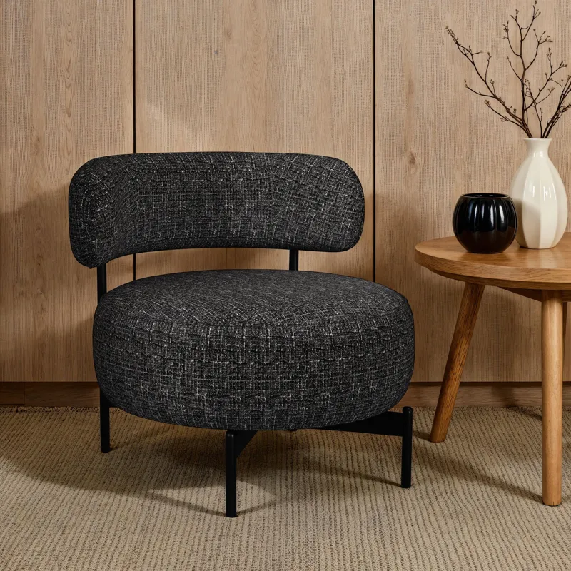 Antonia Swivel Chair in Heron Black